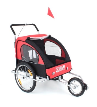 ВЕЛОСИПЕДНЫЙ ПРИЦЕП НА 2 ЧЕЛОВЕКА JOGGER С ПОДВЕСКОЙ, КРАСНЫЙ