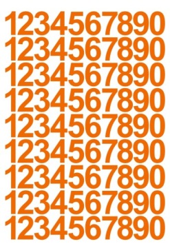 Наклейки с цифрами шириной 3 см. Пастельно-оранжевый