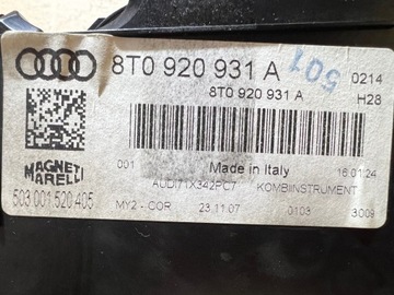 AUDI A5 8T TDI PŘÍSTROJOVÁ DESKA BUDÍKY EVROPA 8T0920931A
