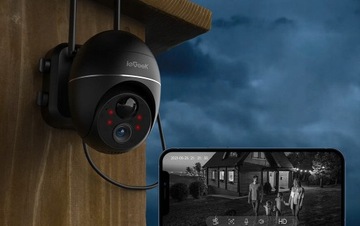 ВРАЩАЮЩАЯСЯ НАРУЖНАЯ СОЛНЕЧНАЯ IP-КАМЕРА WIFI 4X ZOOM 3MPx 2K С БАТАРЕЕЙ 4 шт.