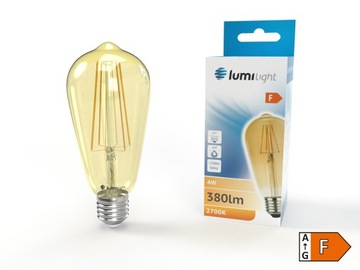 Żarówka LED ozdobna E27 4W ciepła złota LL5924
