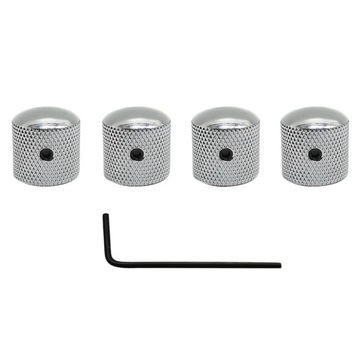 4 Metal Dome Control Knob for Electric Guitar Pots Volume Button Silver
