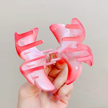 Заколка для волос с пряжкой, большой цветок, цветок в стиле бохо, гавайский, темно-розовый, на лето