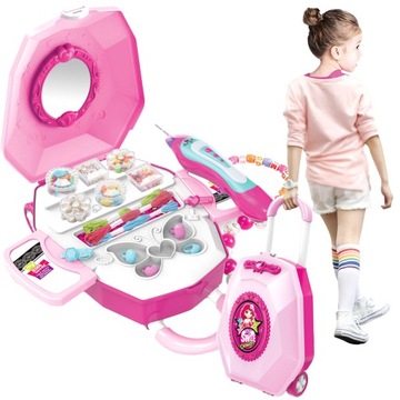 TOALETKA BIŻUTERIA ZAPLATACZ DO WŁOSÓW 2W1 WALIZKA