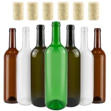 10szt BUTELKA WINO OLIWKA ZIELONA BEZBARWNA+korek