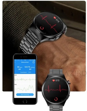 Smartwatch AMOLED Zegarek Cisnieniomierz EKG Glukoza HRV