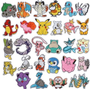 POKEMONY NASZYWKI TERMO HAFTOWANE ZESTAW 28 SZT