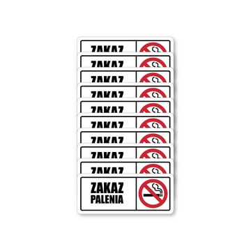 Naklejka ZAKAZ PALENIA 25x10,5 cm 10 sztuk