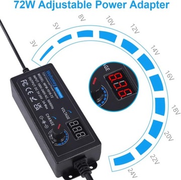 ADAPTER ZASILACZ UNIWERSALNY REGULOWANY 72W