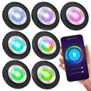 7x ŻARÓWKA KOLOROWA RGB+W Z OPRAWĄ HALOGENOWĄ 4W