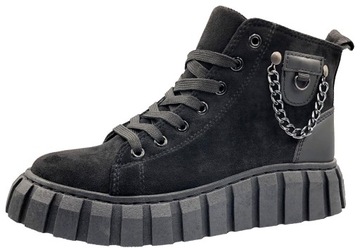 ВЫСОКИЕ КРОССОВКИ ЖЕНСКИЕ, ТОЛСТАЯ ПОДОШВА, ЧЕРНЫЕ 40