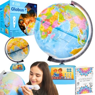 GLOBUS CZYTAJ Z ALBIKIEM INTERAKTYWNY EDUKACYJNY ALBI ATLAS ŚWIATA MÓWIĄCY