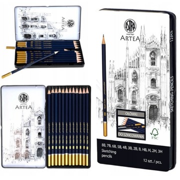 ASTRA ZESTAW OŁÓWKÓW DO SZKICOWANIA 12 SZT