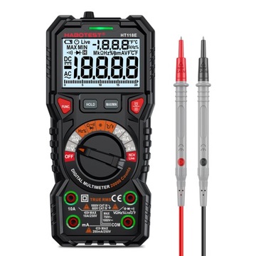 Multimetr cyfrowy typu HT118E, 10 A AC/DC, om, Hz NCV HABOTEST