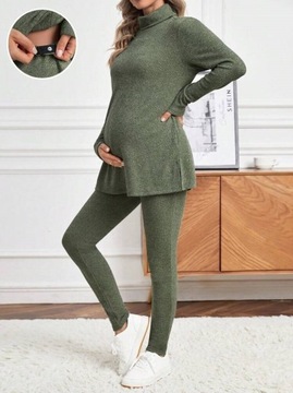 SHEIN Legginsy ciążowe i sweter z golfem M
