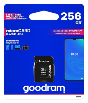 КАРТА ПАМЯТИ GOODRAM 256 ГБ MICRO SDXC КЛАСС 10 +A