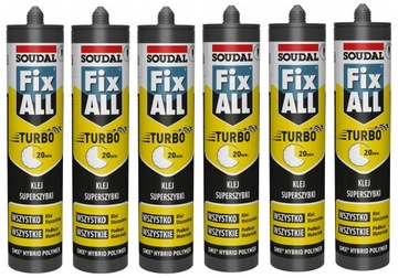 6x SOUDAL KLEJ USZCZELNIACZ FIX ALL FIXALL TURBO