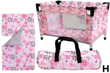 БОЛЬШАЯ КУКОЛЬНАЯ КРОВАТЬ/РУЧКА + ПОСТЕЛЬНОЕ ПРИНАДЛЕЖЕНИЕ + СУМКА