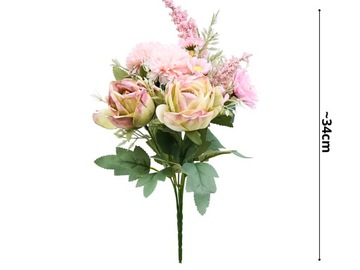 БУКЕТ ИСКУССТВЕННЫХ ЦВЕТОВ СМЕШАННОЕ ФЛОРИСТИЧЕСКОЕ УКРАШЕНИЕ 34СМ РАЗЛИЧНЫЕ ЦВЕТЫ