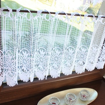 Заздростка Гипюровая белая штора для комнаты и кухни, высота 60 см.