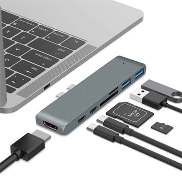 ADAPTER HUB 7w1 USB-C HDMI 4K do MacBook Pro / Air