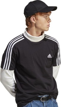 KOSZULKA MĘSKA ADIDAS ESSENTIALS SINGLE JERSEY 3-STRIPES TEE CZARNA r M