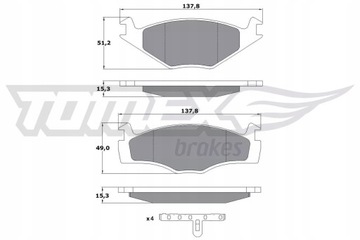 КОЛОДКІ ГАЛЬМА. VW ASYMETRY.CIENKIE 1014/TOM 