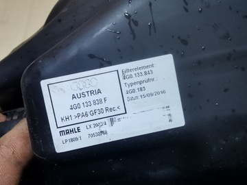 AUDI A6 A7 C7 3.0 TDI POUZDRO FILTRU VZDUCHU KOMPLET ORIGINÁLNÍ 4G0133838F