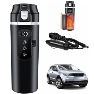 Vyhřívaný Termohrnek Konvice 400ML 12/24V Do Auta Černý