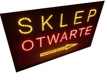 Reklama diodowa LED SKLEP OTWARTE 80x50 cm neon