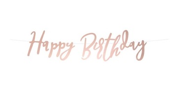 Baner złoty róż Happy Birthday - Gold Rose