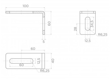 Угол направляющий роликовый 100х60 для откатных ворот