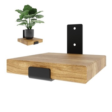 NOWOCZESNY KWIETNIK ŚCIENNY DĘBOWY PÓŁKA NA KWIATKI WISZĄCY LOFT 15x15cm