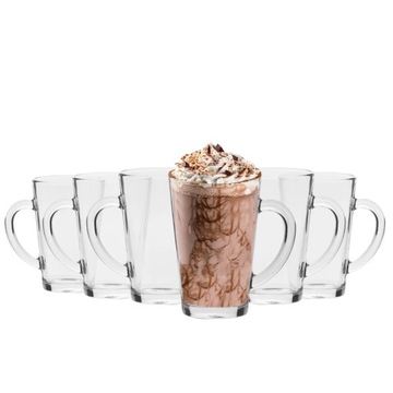 Kubki do kawy caffe latte macchiato 6szt 300ml wygodne szklanki z uchem