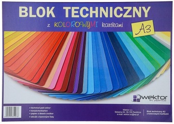 Blok TECHNICZNY Wektor z kolorowymi kartkami A3