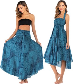 DAMSKA ZWIEWNA DŁUGA SPÓDNICA MAXI DO KOSTEK BOHO