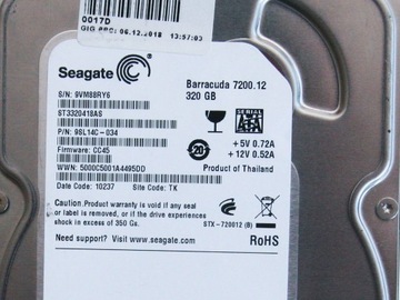 Жесткий диск Seagate Barracuda 7200.12 ST3320418AS 320 ГБ SATA 3,5 дюйма — ИДЕАЛЬНО