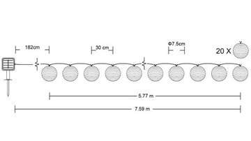 СОЛНЕЧНАЯ САДОВАЯ ГИРЛЯНДИЯ 20 СВЕТОДИОДНЫХ ЛАМП ОРИГАМИ СВЕТИЛЬНИКИ ДЛЯ БАЛКОНА 7,5 м
