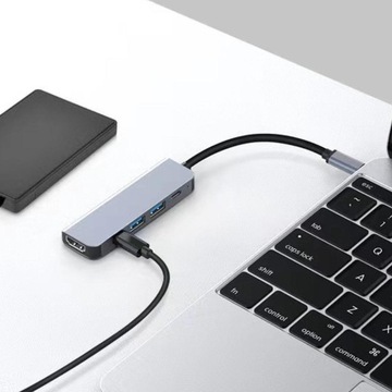 Адаптер USB C Hub PD87W для планшетных камер, сканеров, мыши, ноутбука, данных 5 в 1