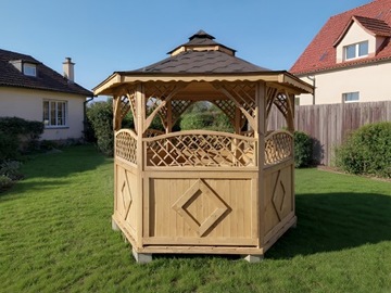Беседка 27 4м Декоративная | Черепица, Пропитка, Мебель, Пол | от ПРОИЗВОДИТЕЛЯ