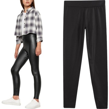 New Look Dziewczęce Woskowane Czarne Spodnie Jegginsy Rurki 164-170 cm