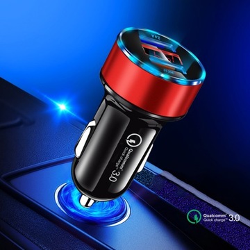 АВТОМОБИЛЬНОЕ ЗАРЯДНОЕ УСТРОЙСТВО FAST LED QC 3.0 + КАБЕЛЬ МОЛНИИ 100 СМ, 1 М