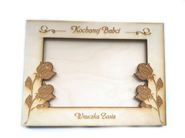 DREWNIANA Ramka + zdjęcie A5 dla Babci na prezent