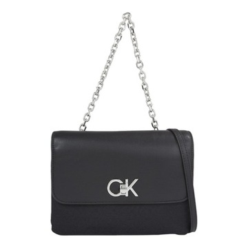 CALVIN KLEIN TOREBKA DAMSKA RE-LOCK DOUBLE GUSETT BAG_JCQ CZARNA