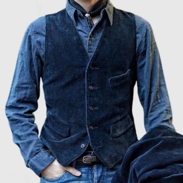 Men's British Style Workwear Corduroy Vest Retro V