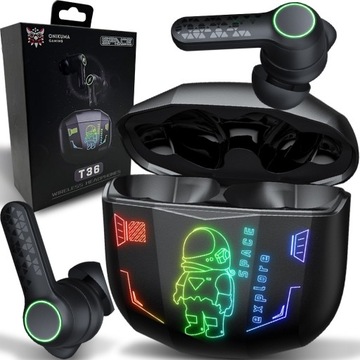 ONIKUMA T36 SŁUCHAWKI DOKANAŁOWE PCHEŁKI GAMINGOWE DO GRANIA BT 5.3 TWS RGB