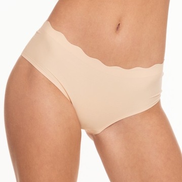 BEŻOWE FIGI BIKINI MAJTKI DAMSKIE BEZSZWOWE GŁADKIE LASEROWO CIĘTE MORAJ M