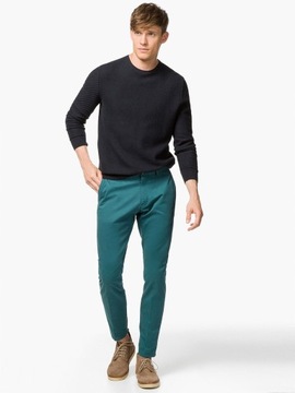 MASSIMO DUTTI NOWE 31 zielone SLIM FIT bawełna DIAGONAL