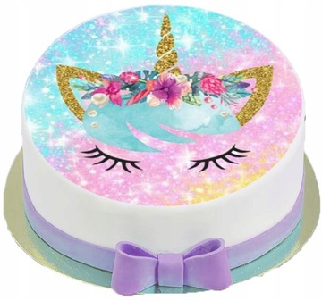 OPŁATEK NA TORT 7 JEDNOROŻEC Unicorn Tęczowy 20cm
