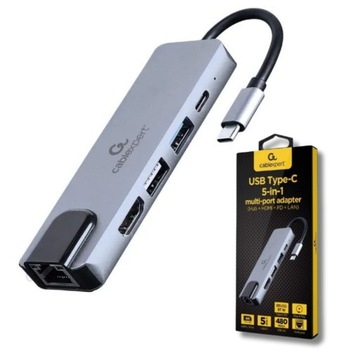 HUB USBADAPTER 5w1 USB-C - GbE | HDMI | USB-C | USB 3.0 Gembird